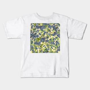 Watercolor big blueberry on yellow Kids T-Shirt